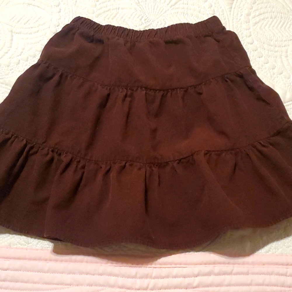 4 for $25!  Girls Brown Corduroy Tiered Skirt